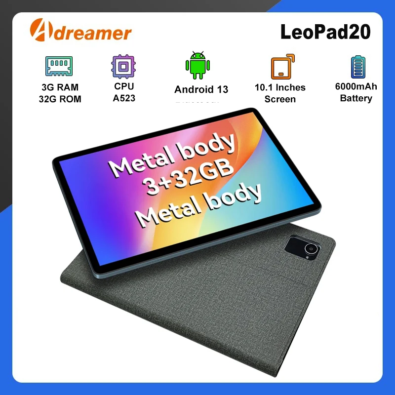 Adreamer LeoPad20 Tab 10.1" Tablet 1280x800 IPS Android 13 Octa Core 3GB RAM 32GB ROM Bluetooth 6000mAh Wifi Portable Tablets PC