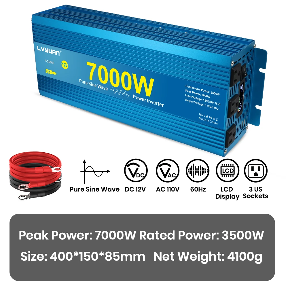 Pure Sine Wave Inverter 4000W 5000W 7000W DC To AC 12V 24V 110V Portable Power Voltage Converter Car Solar Inverter - Image 8