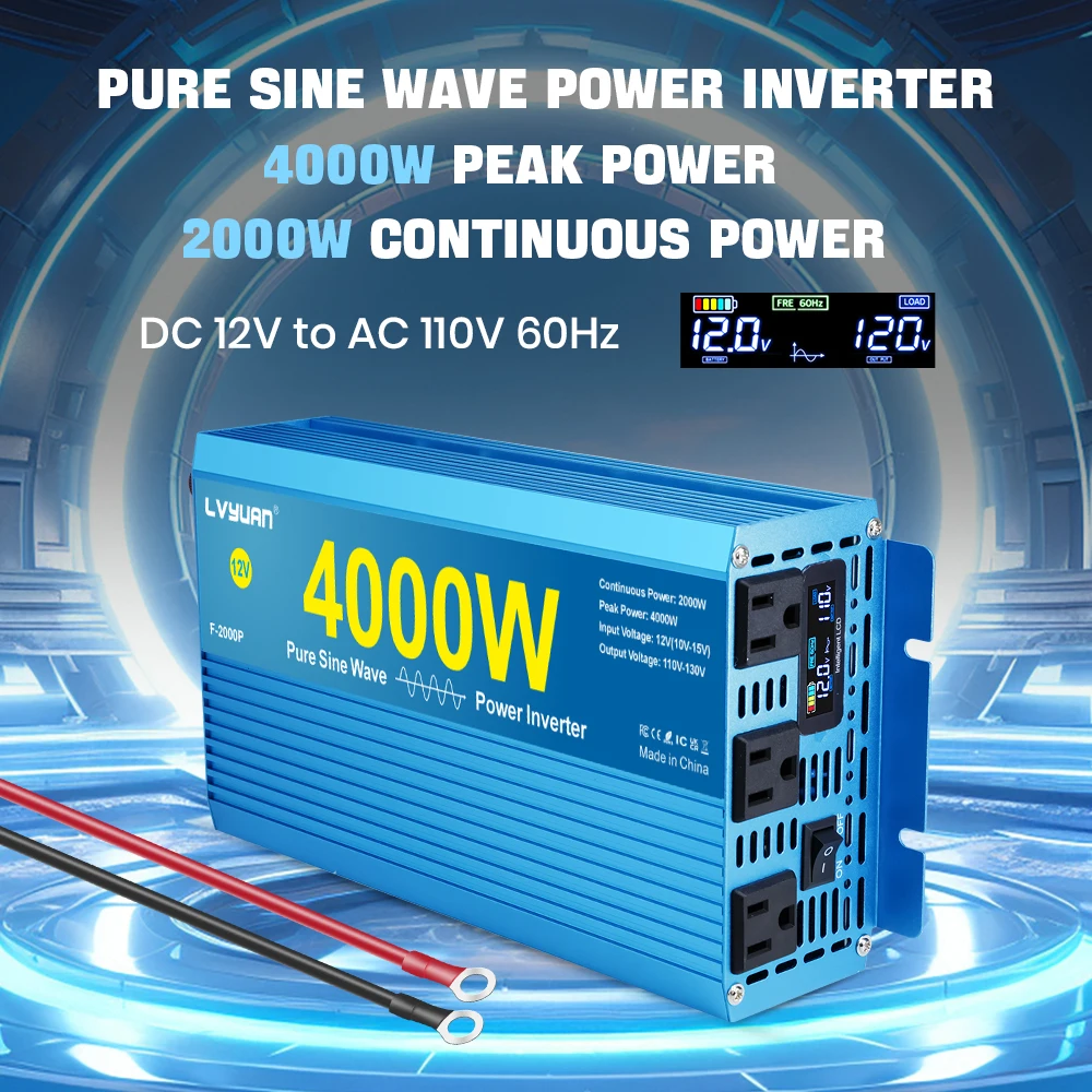 Pure Sine Wave Inverter 4000W 5000W 7000W DC To AC 12V 24V 110V Portable Power Voltage Converter Car Solar Inverter