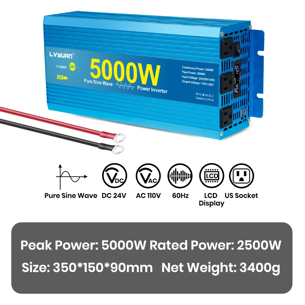 Pure Sine Wave Inverter 4000W 5000W 7000W DC To AC 12V 24V 110V Portable Power Voltage Converter Car Solar Inverter - Image 9
