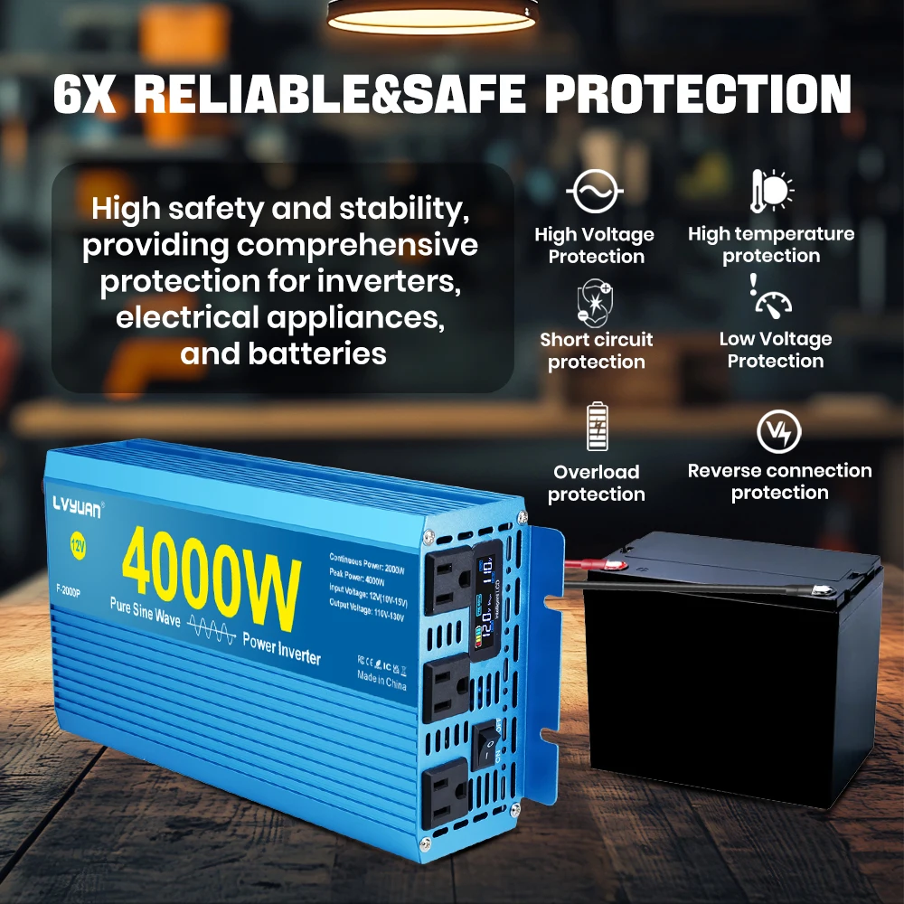 Pure Sine Wave Inverter 4000W 5000W 7000W DC To AC 12V 24V 110V Portable Power Voltage Converter Car Solar Inverter - Image 3